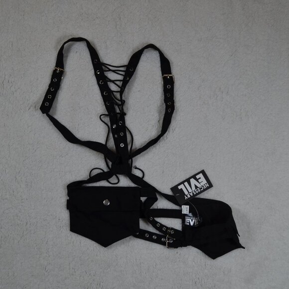 NWT Dolls Kill HIP POCKETS corset back harness cotton twill size L - Picture 2 of 7